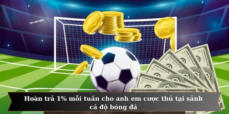 Hoàn trả 1% mỗi tuần cho anh em cược thủ tại sảnh cá độ bóng đá 